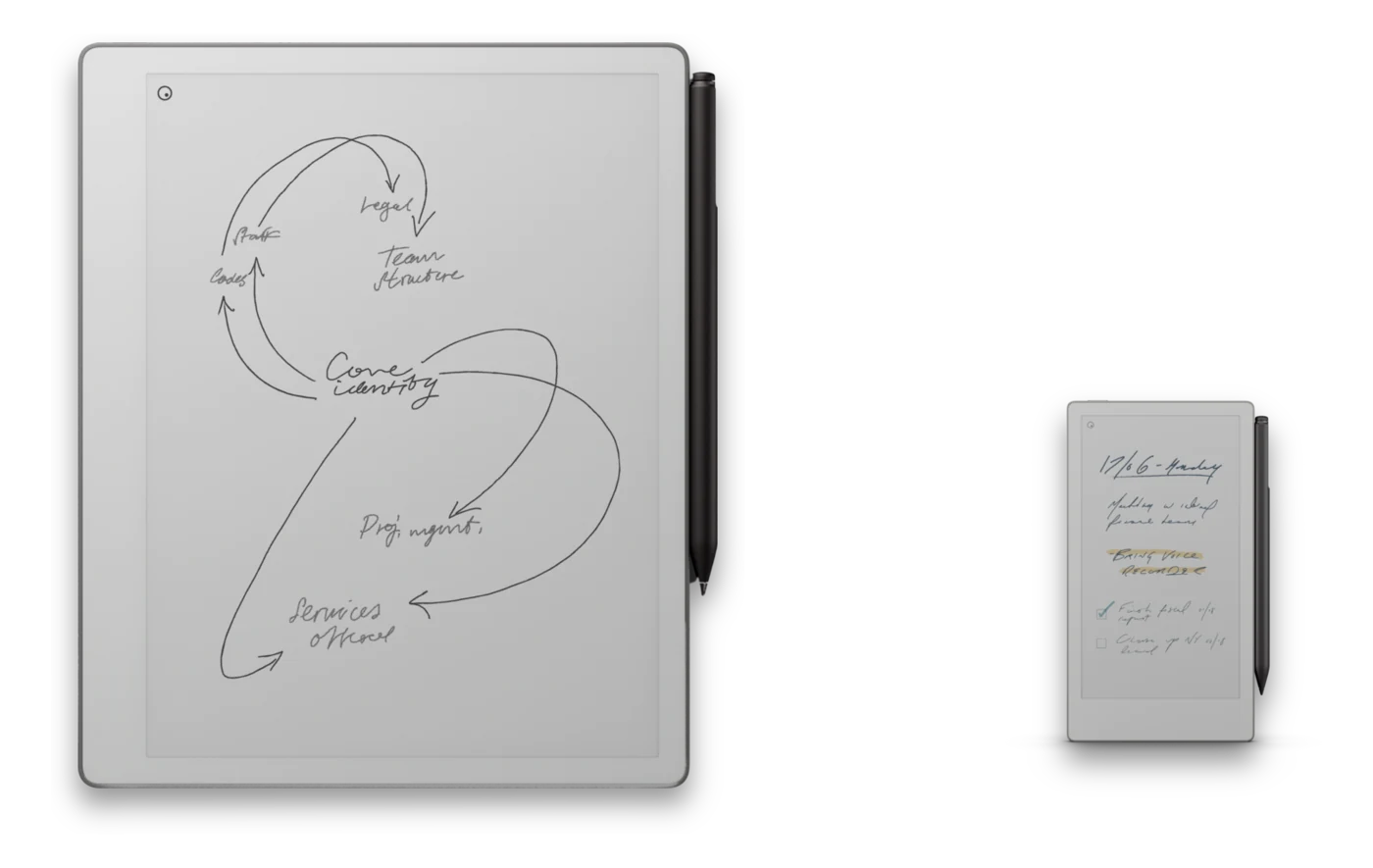 A reMarkable Paper Pure and Paper Pro Move shown as e-readers