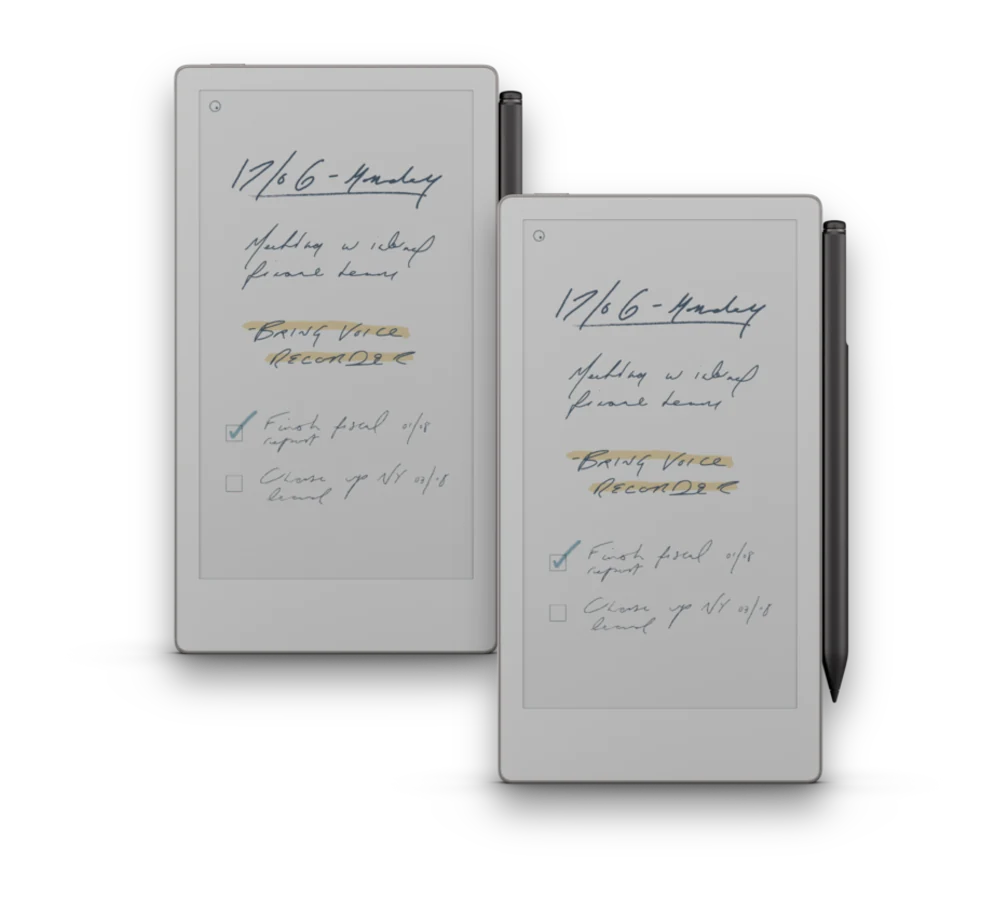 Two reMarkable Paper Pro Move tablets showing the same page, one a copy of the other