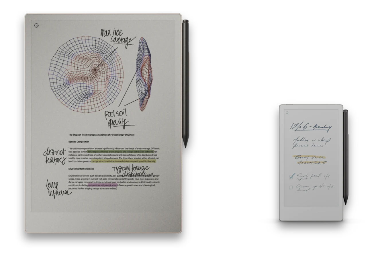 A reMarkable Paper Pro and Paper Pro Move used as a planner system