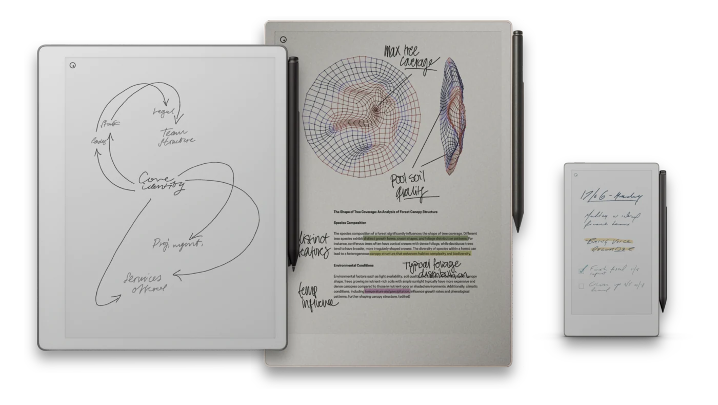 The reMarkable lineup: Paper Pure, Paper Pro, and Paper Pro Move