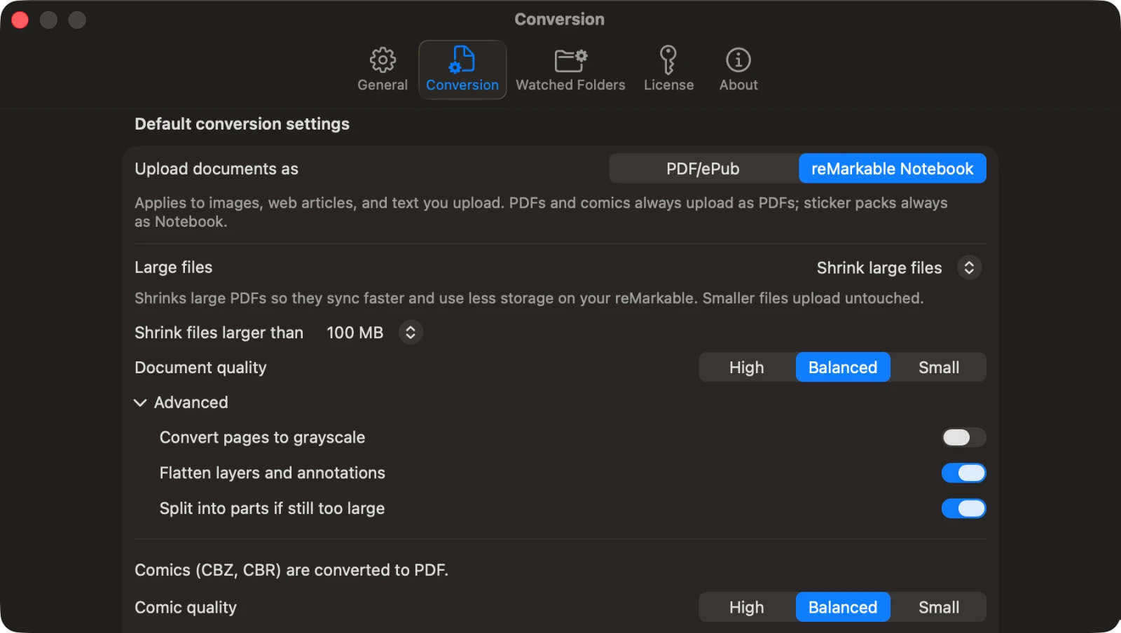 Klass-RM Uploader large-file optimization settings