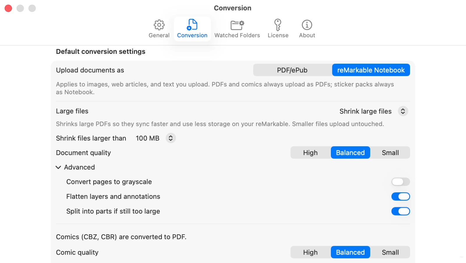 Klass-RM Uploader large-file optimization settings