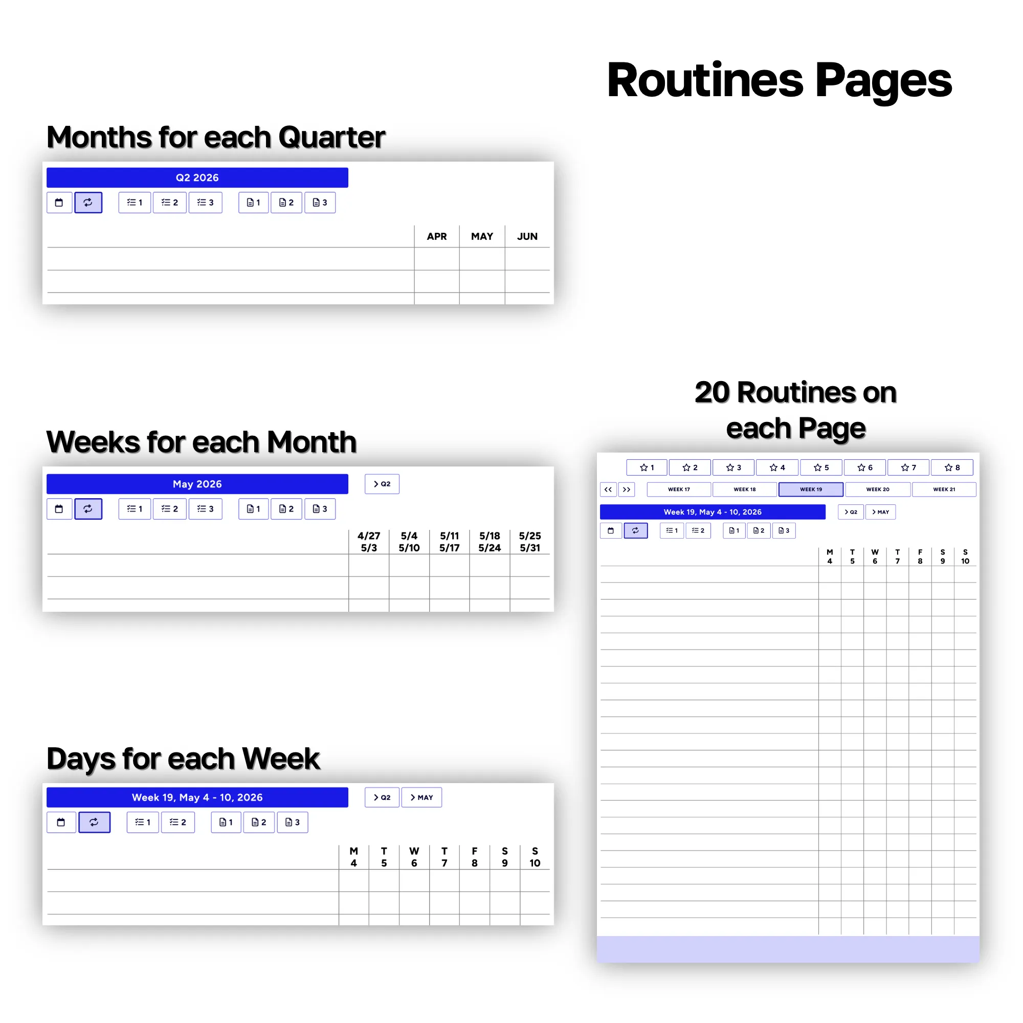 Quarter, Month, and Week Routines
