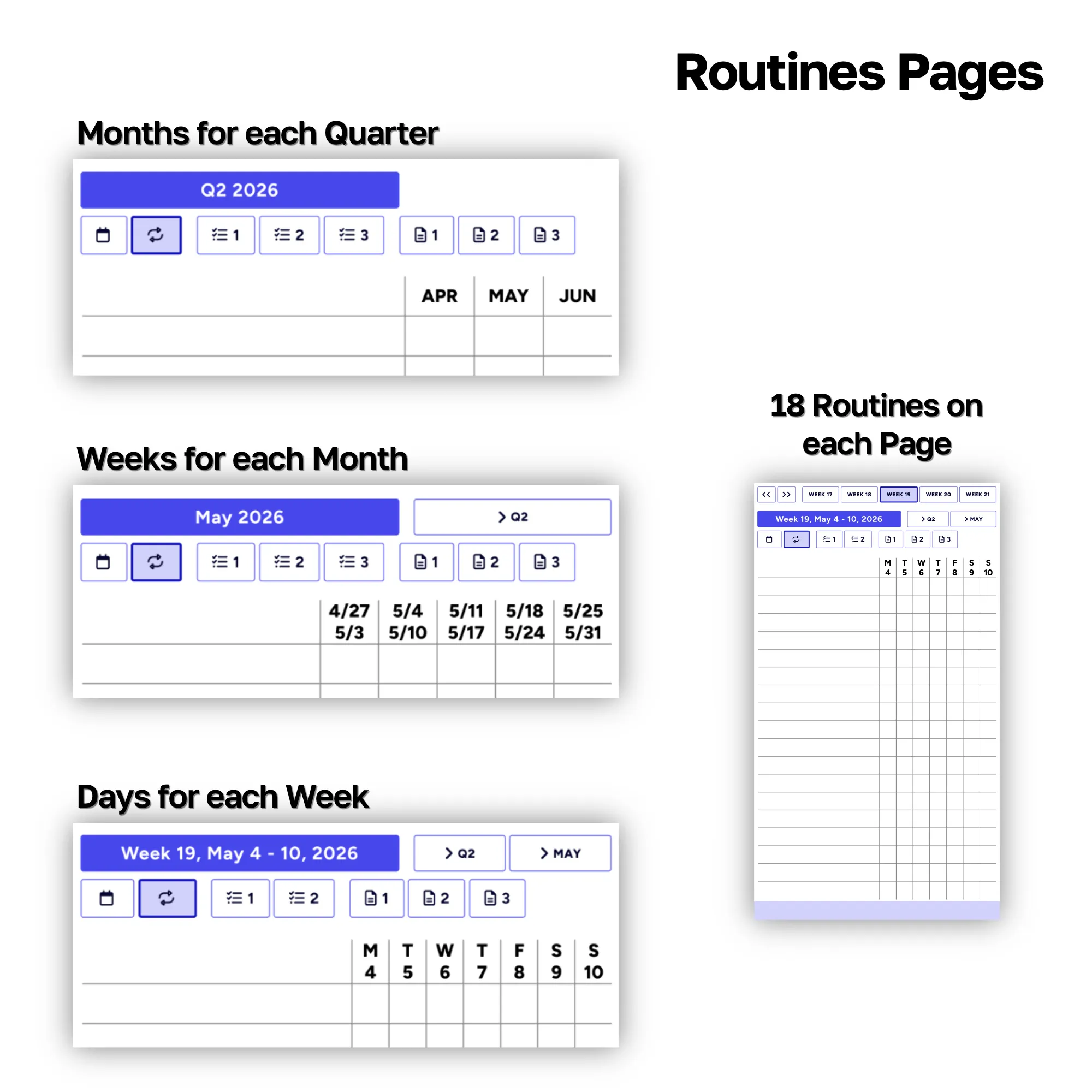 Quarter, Month, and Week Routines