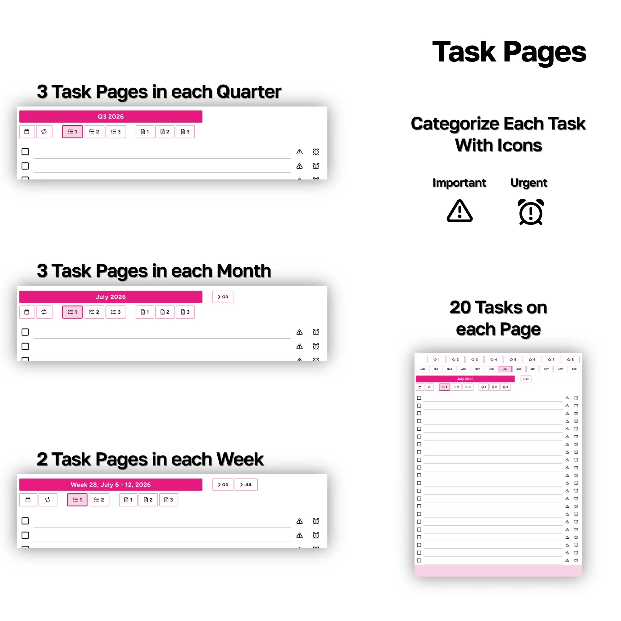 Quarter, Month, and Week Tasks