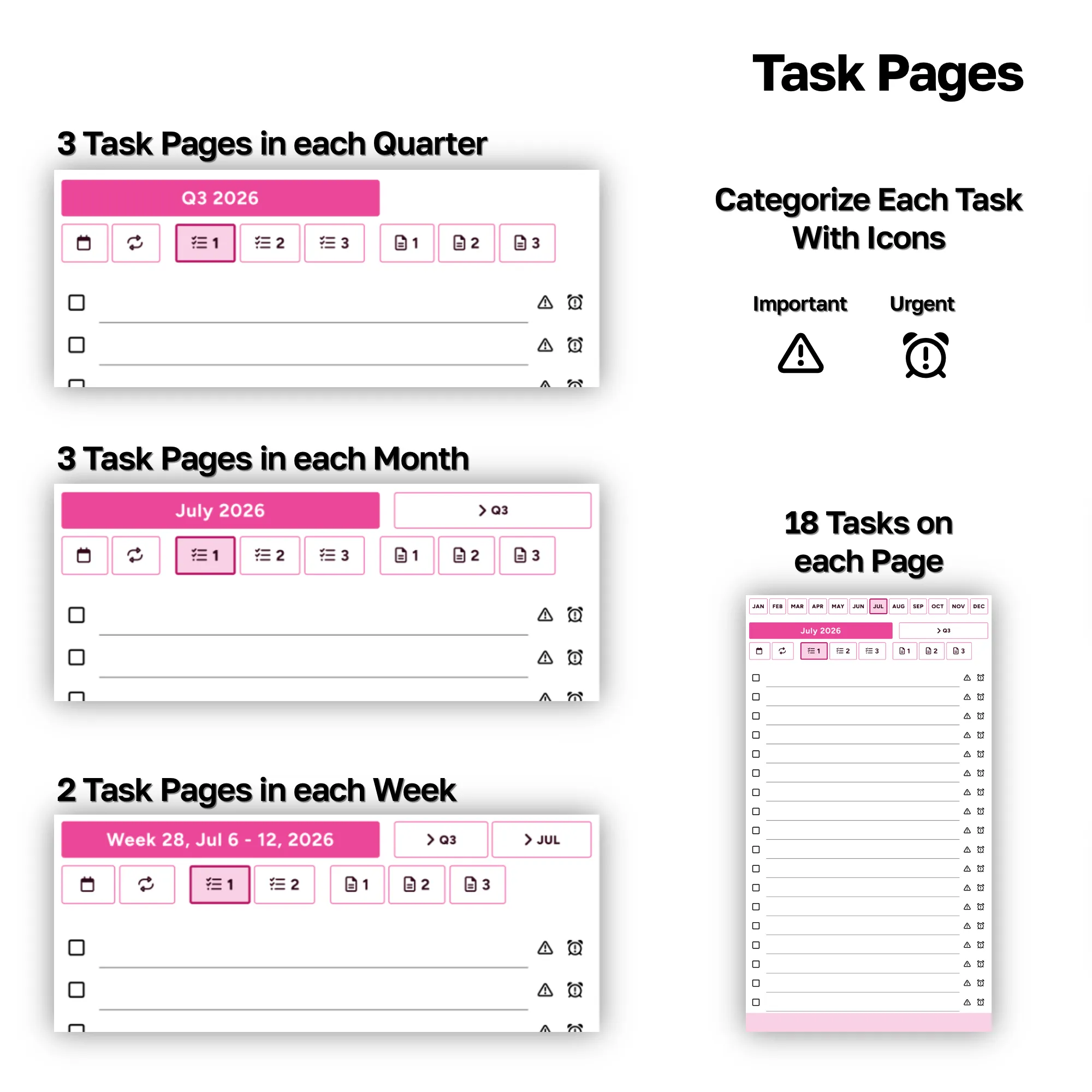 Quarter, Month, and Week Tasks