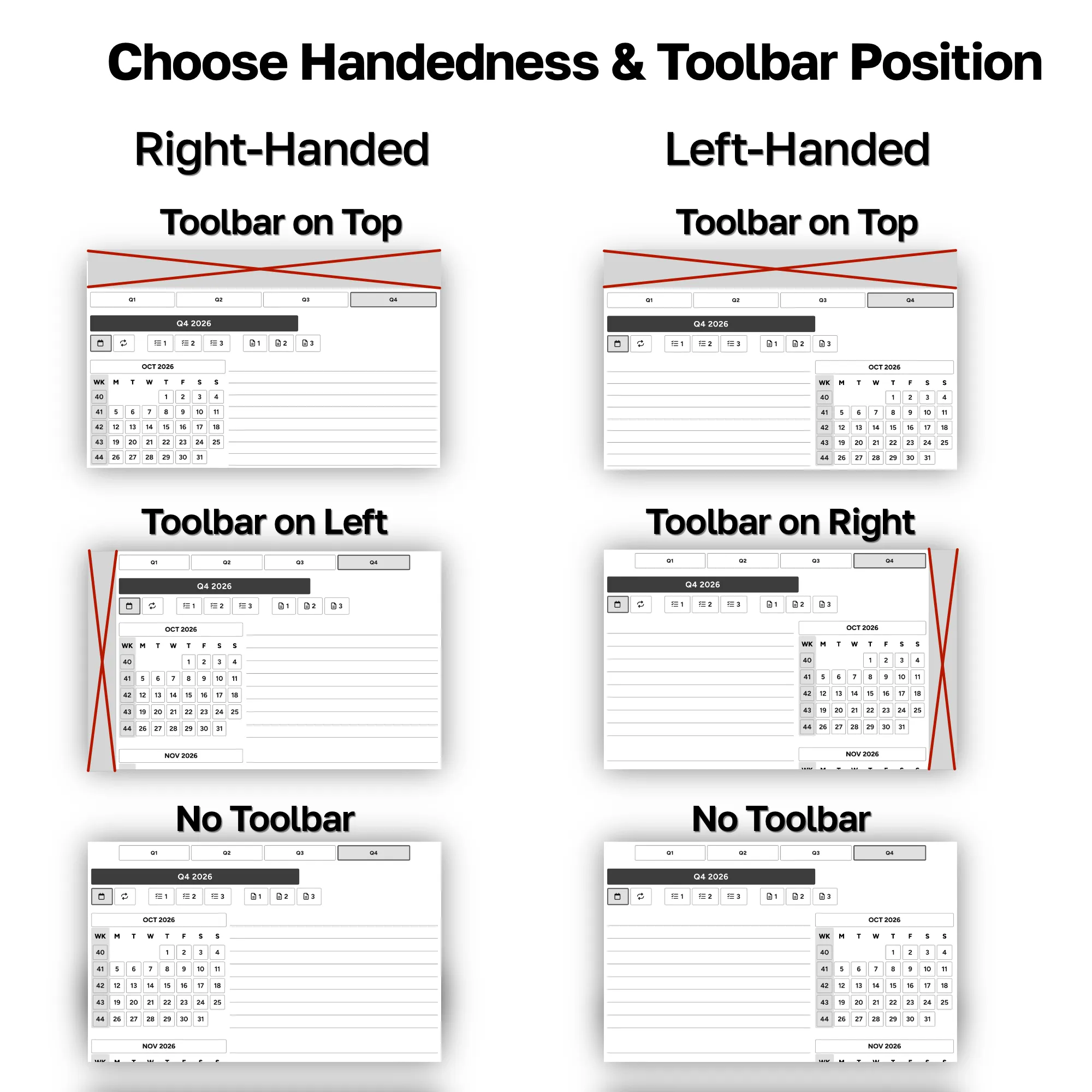 Choose Handedness and Toolbar Position