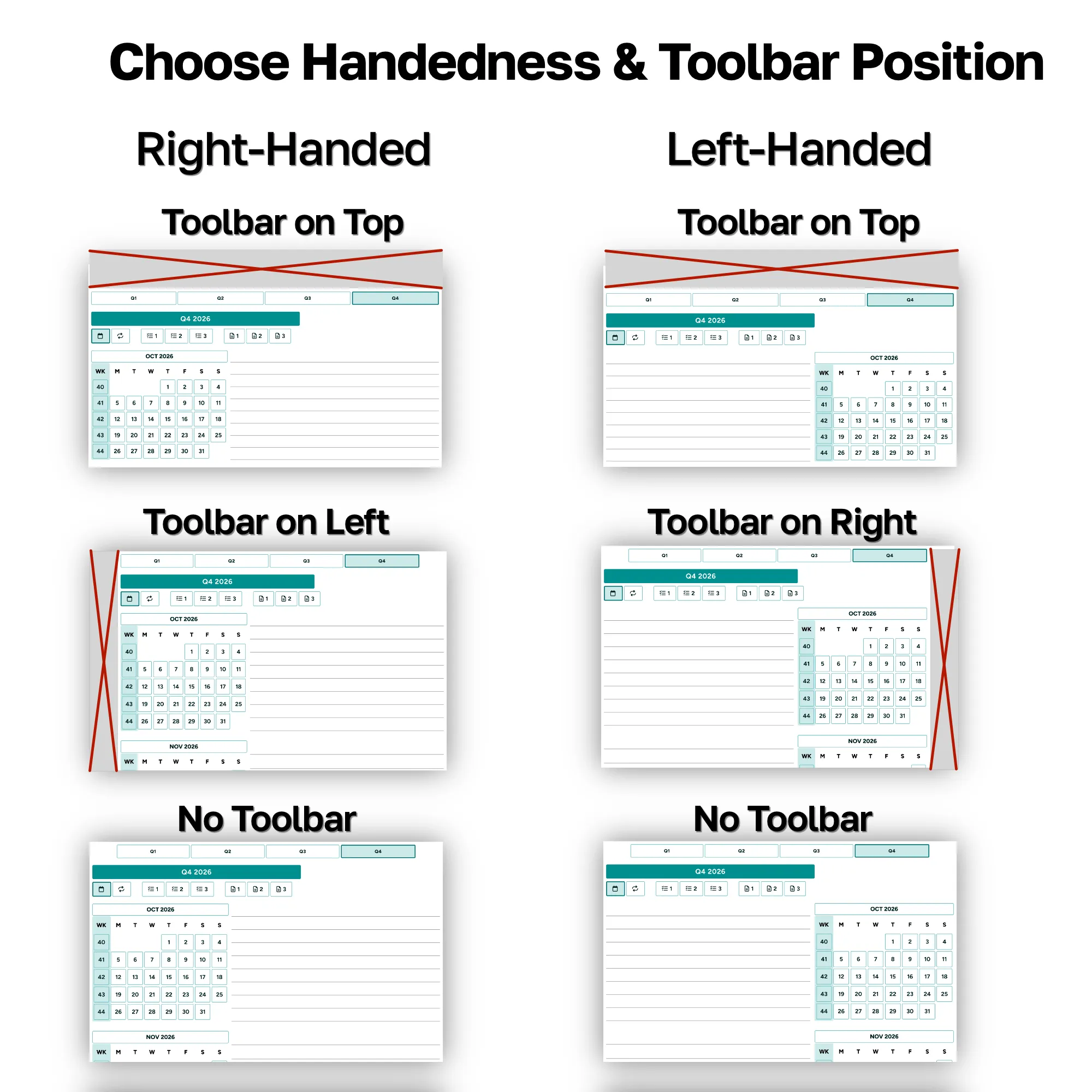 Choose Handedness and Toolbar Position