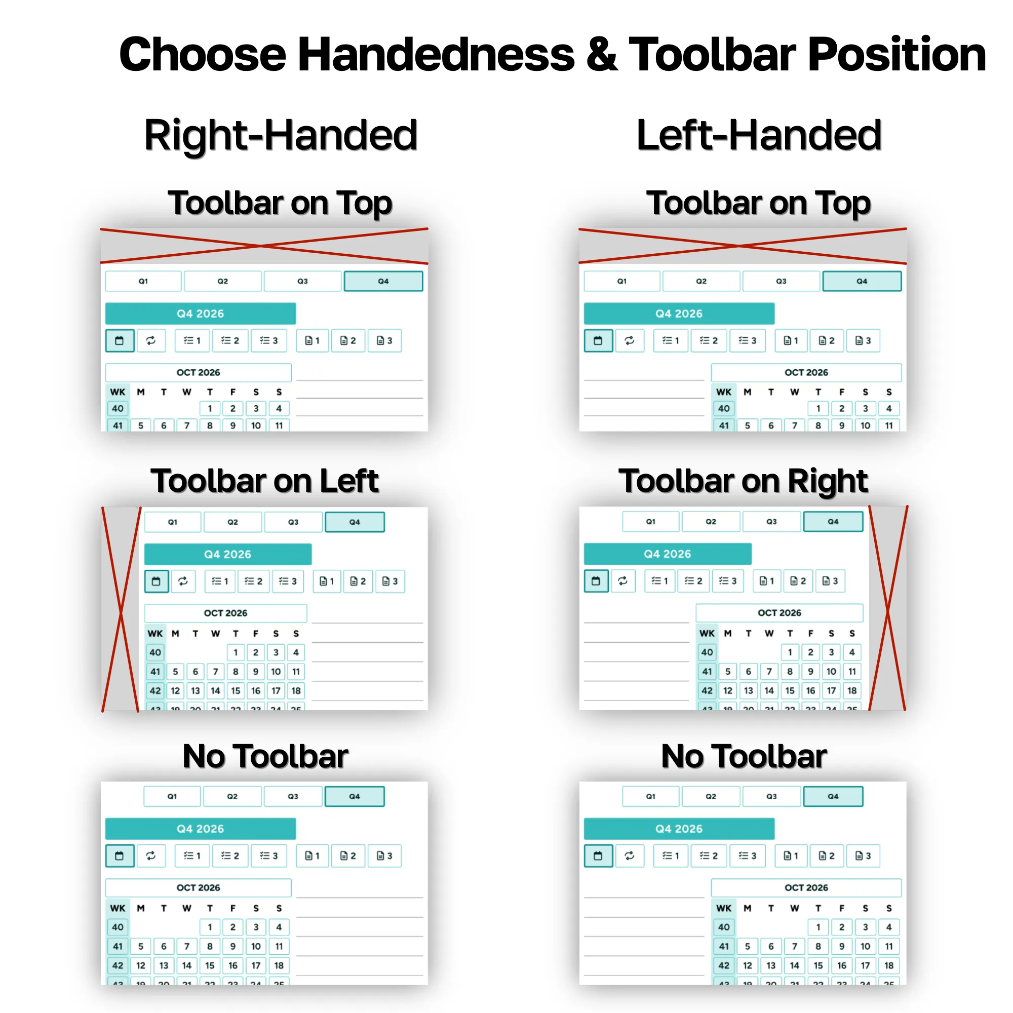 Choose Handedness and Toolbar Position